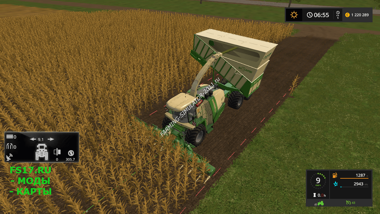 Мод Силосный комбайн KRONE BIG X 1100 CARGO V1.0 для Farming Simulator 2017