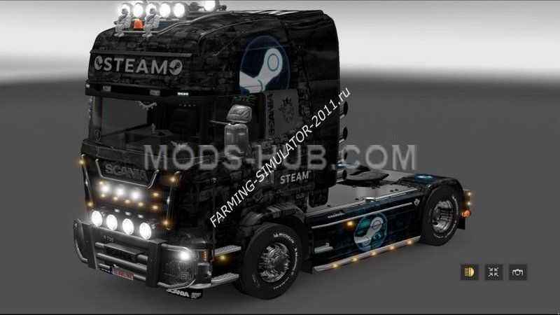 Мод Скин грузовика Steam Scania R and Streamline для Farming Simulator 2017