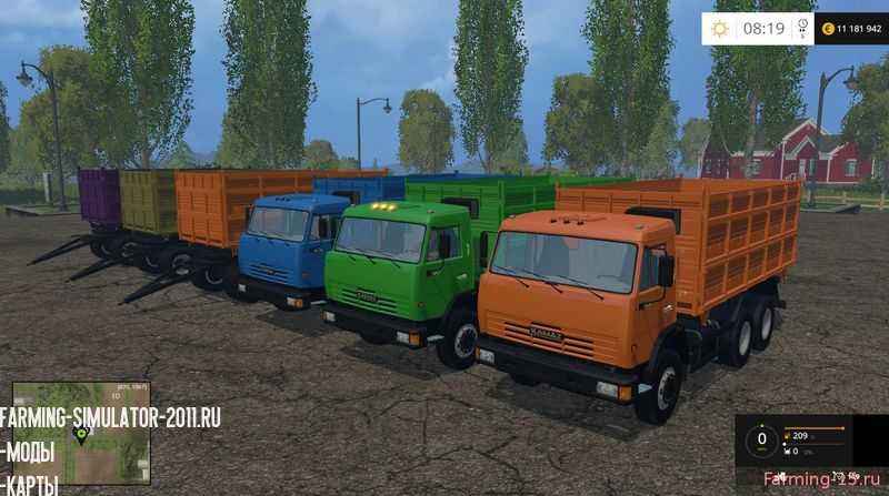 Мод Грузовик КамАЗ 45143 с прицепом v1.0 для Farming Simulator 2015
