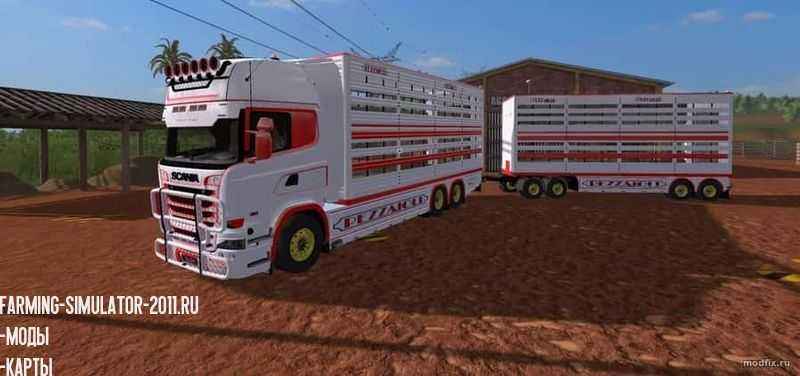 Мод Грузовик SCANIA R730 транспортировка животных и Прицеп (v1.0 Ap0lLo) для Farming Simulator 2017
